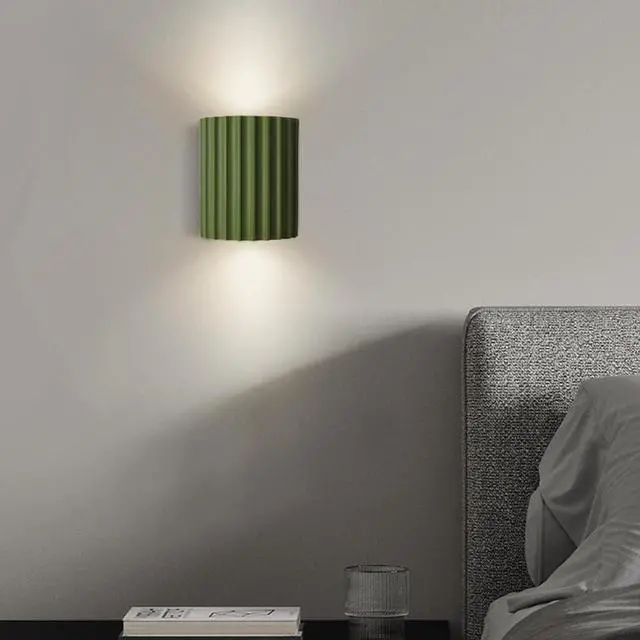 Alt view image 3 of 7 - Small Green Wall Light Fixture Macaron Wall Sconce Indoor Up and Down Wall Sconce Unique Resin Shade Antique Nordic Modern Wall Light for Living Room Hallway Bedside
