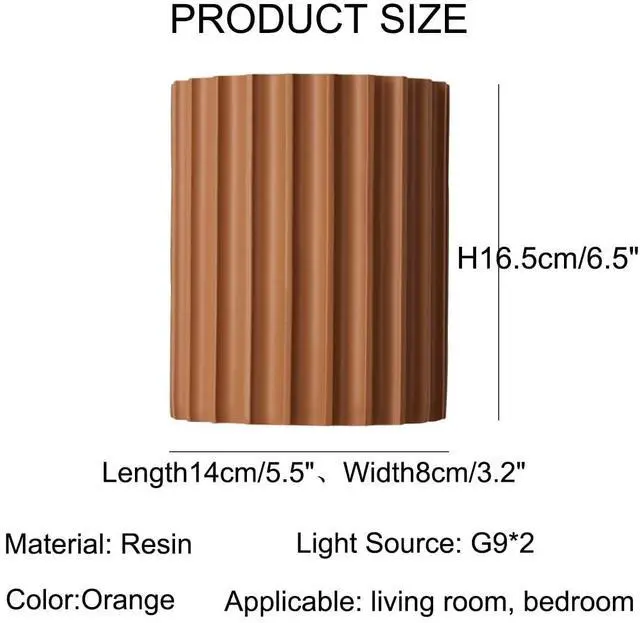 Alt view image 2 of 7 - Macaron Wall Sconce Small Wall Light Fixture Indoor Up and Down Wall Sconce Unique Orange Resin Shade Nordic Modern Wall Light for Dining Living Room Hallway Bedside Bedroom