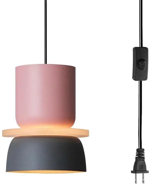 Main image of Plug in Hanging Lamp Nordic Modern Ceiling Pendant Lights with Aluminum Finish Shade 14.7 ft Plug-in Cord Colorful Macaron Pendant Lights for Kitchen Island Dining Room Bedroom