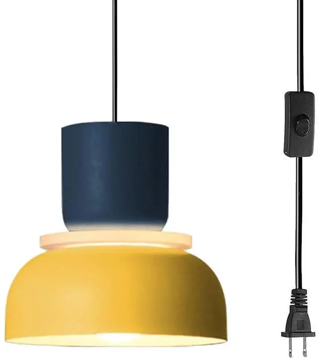Main image of Plug in Pendant Lamp Macaron Pendant Lights with 14.7 ft Plug-in Cord On/Off Switch Nordic Modern Ceiling Light Fixture Aluminum Barn Shade Colorful Chandelier for Dining Room