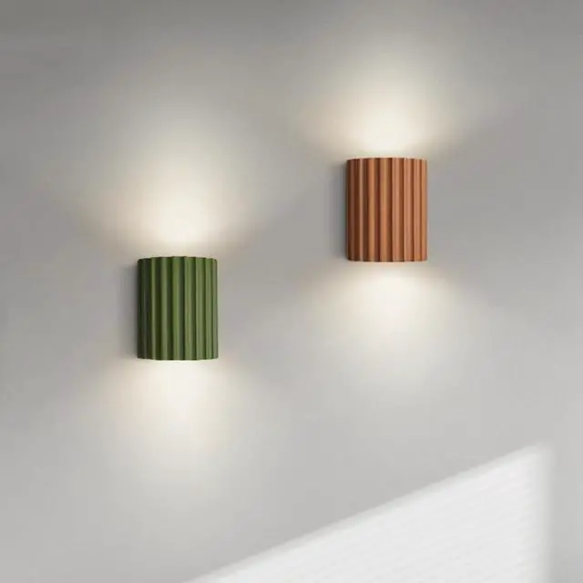 Alt view image 7 of 7 - Macaron Wall Sconce Small Wall Light Fixture Indoor Up and Down Wall Sconce Unique Orange Resin Shade Nordic Modern Wall Light for Dining Living Room Hallway Bedside Bedroom
