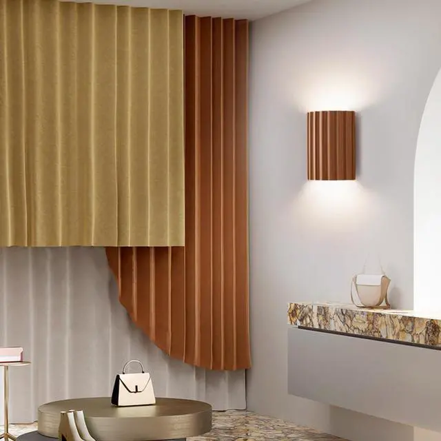 Alt view image 4 of 7 - Macaron Wall Sconce Small Wall Light Fixture Indoor Up and Down Wall Sconce Unique Orange Resin Shade Nordic Modern Wall Light for Dining Living Room Hallway Bedside Bedroom