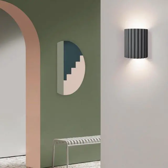 Alt view image 6 of 7 - Black Wall Light Fixture Nordic Macaron Wall Sconce Indoor Up and Down Wall Sconce Unique Resin Shade Antique Modern Wall Light for Living Room Hallway Bedside