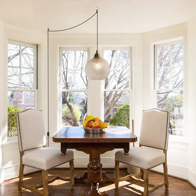 Alt view image 5 of 7 - Small Plug in Pendant Light Plug in Hanging Light Fixture | 14.7Ft Corded On/Off Switch with Seeded Glass Globe Shade Modern Gold Hanging Lamp Plug in Sphere Round Lamp Shade E26 Base