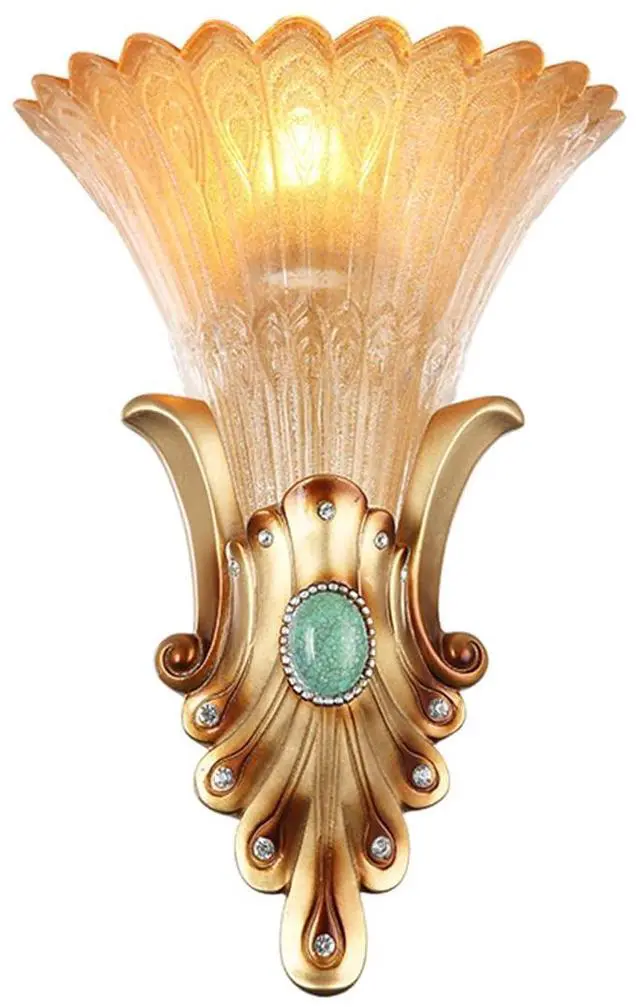 Main image of Gold Wall Sconce Vintage Bathroom Sconces Creative Wall Light with Antique Frosted Glass Shade Unique Resin Angel Wings Style Modern Wall Light for Living Room Hallway Bedroom (A)