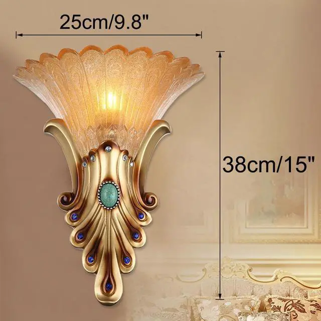 Alt view image 2 of 7 - Gold Wall Sconce Vintage Bathroom Sconces Creative Wall Light with Antique Frosted Glass Shade Unique Resin Angel Wings Style Modern Wall Light for Living Room Hallway Bedroom (A)