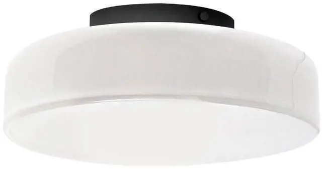 Main image of Vintage Glass Ceiling Light Fixture Modern Flush Mount Ceiling Lights with 13.8" White Round Lamp Shade Black Close to Ceiling Light Fixtures for Bedroom Entryway Hallway Porch Foyer