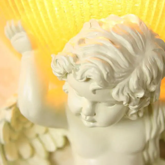 Alt view image 5 of 7 - White Wall Sconce Vintage Glass Wall Sconces Lights Creative Wall Light with Frosted Glass Shade Resin Angel Baby Design Modern Wall Light for Living Room Hallway Bedroom Bathroom