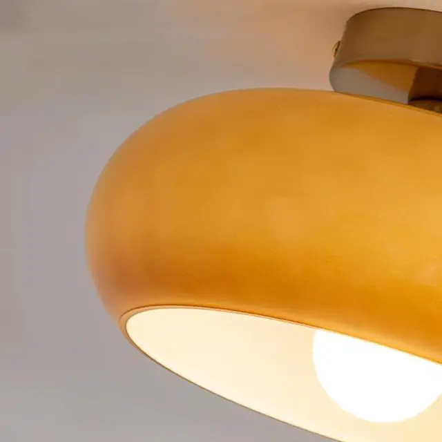Alt view image 4 of 7 - Orange Ceiling Lamp Milk Glass Flush Mount Ceiling Light Fixture Brushed Brass with Round Dome Glass Shade Mid Century Modern Ceiling Light for Bedroom Entryway Hallway Porch Foyer