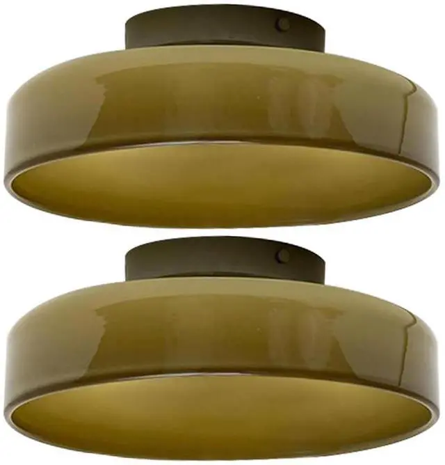 Main image of 13.8 Green Flush Mount Ceiling Light Mid Century Modern Ceiling Lamp with Round Dome Glass Shade Vintage Glass Semi Flush Mount Lights Fixtures Hardwired Lighting for Bedroom Hallway