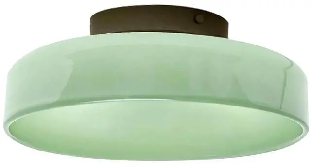 Main image of Green Flush Mount Ceiling Light Fixture Mid Century Modern Dome Glass Ceiling Lamp Black Metal E26 Hardwired Lighting Fixture Flush Mount Lamp for Hallway Bedroom Entrance Garage