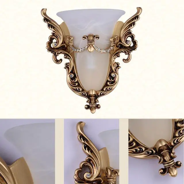 Alt view image 7 of 7 - Vintage wall Sconce Gold Angel Wall Lamp Retro Antique Sconces Baroque Lights Crystal Glass Shade Unique Resin Modern Wall Mount Light Living Bedroom Hotel Hallway Bedside, Right