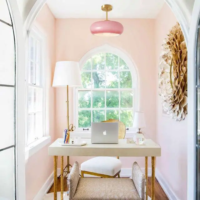 Alt view image 6 of 7 - Pink Ceiling Light Gold Modern Flush Mount Light Globe Semi Flush Mount Ceiling Light with Dome Glass Shade Mid Century Ceiling Lamp for Hallway Living Dining Room Entrance Bedroom (SemiFlush)