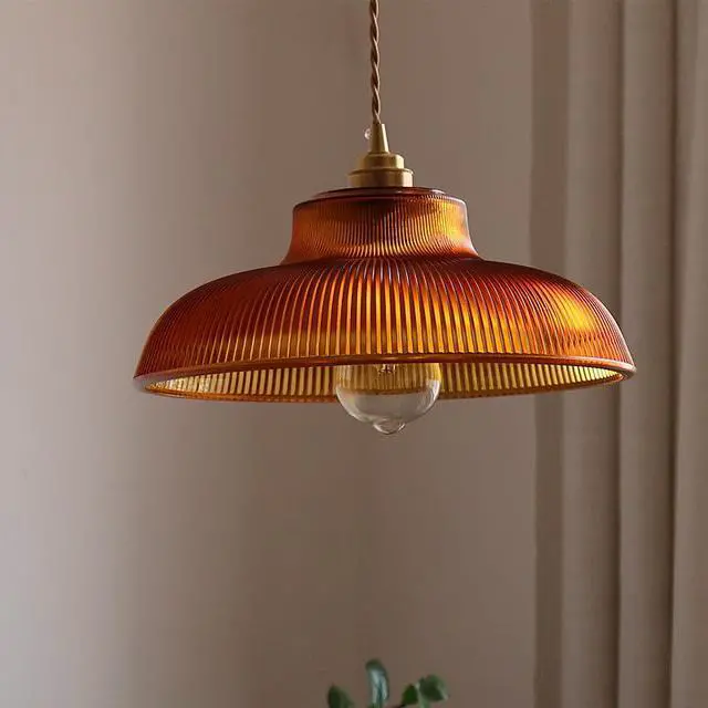 Alt view image 6 of 7 - Gold Glass Pendant Lights Kitchen Island Amber Hand Blown Glass Shade Modern Pendant Hanging Lighting Vintage Light Fixtures 1-Light Farmhouse Hanging Light for Hallway Dining Room