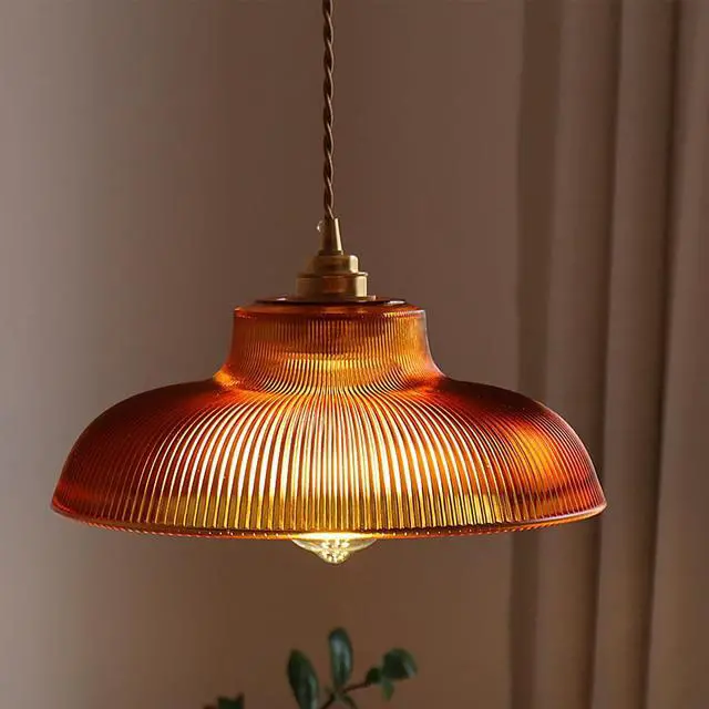 Alt view image 7 of 7 - Gold Glass Pendant Lights Kitchen Island Amber Hand Blown Glass Shade Modern Pendant Hanging Lighting Vintage Light Fixtures 1-Light Farmhouse Hanging Light for Hallway Dining Room
