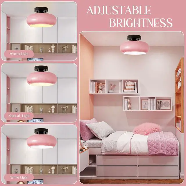 Alt view image 3 of 7 - Flush Mount Ceiling Light Fixture Black Brass Ceiling Lamp Milk Pink Dome Shade Mid-Century Modern Semi Flush Mount Light Glass Globe Close to Lights Fixtures Hallway Entrance Bedroom