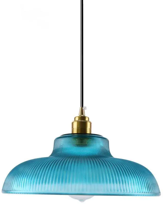 Main image of Blue Glass Pendant Light Fixtures Small Teal One-Light Gold Ceiling Pendant Lamp Blue Green Dome Glass Shade Mid Century Modern Hanging Pendant Light for Living Dining Room Kitchen