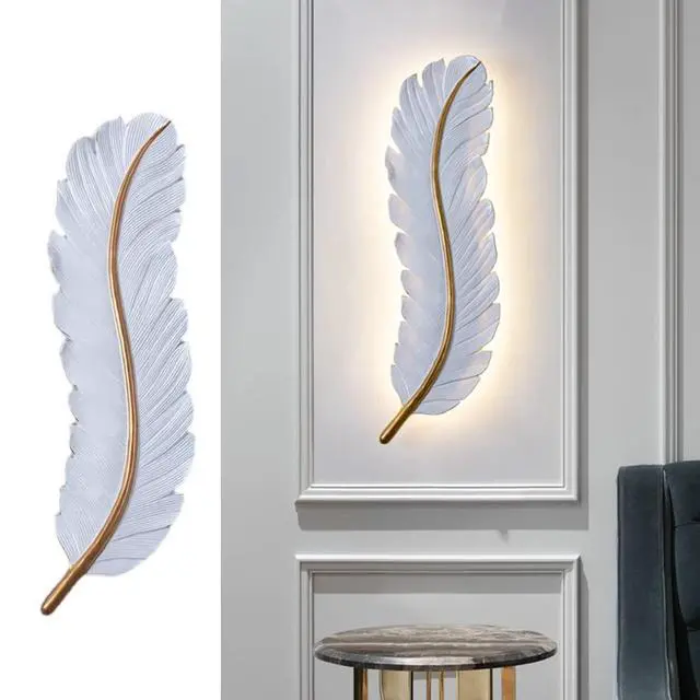 Main image of Wall Sconce for Bedroom, Modern LED Wall Mount Light 3000K-6000K 24W Dimmable LED Wall Light Fixtures White Feather Wall Lamp for Bedroom Living Room Hallway (1-Pack)
