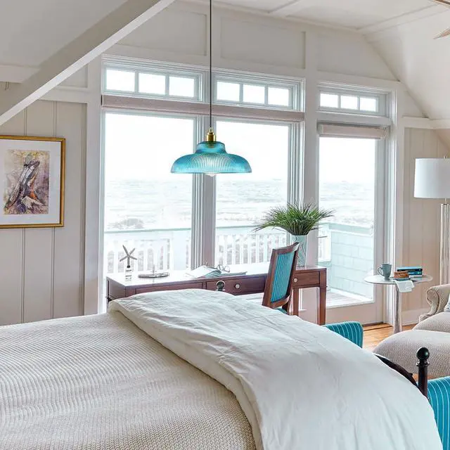 Alt view image 6 of 7 - Blue Glass Pendant Light Fixtures Small Teal One-Light Gold Ceiling Pendant Lamp Blue Green Dome Glass Shade Mid Century Modern Hanging Pendant Light for Living Dining Room Kitchen
