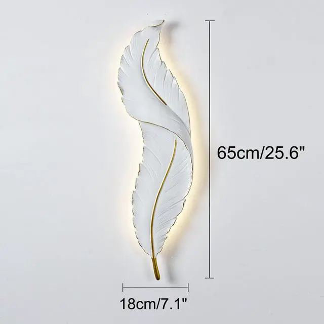 Alt view image 2 of 7 - Feather wall Sconce Modern Bedroom Sconce Lighting Creative Feathers LED White Luxury wall lamp wall Art Decor Feather sconces Fixture for Bedroom Living Room Hallway