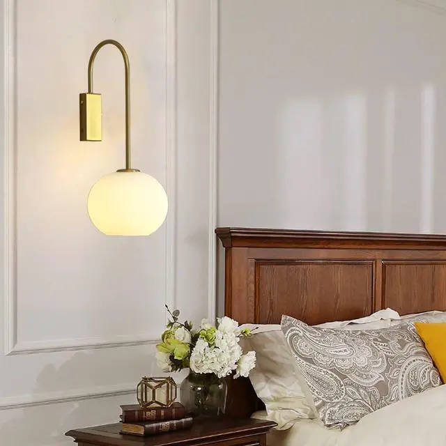 Alt view image 4 of 7 - Glass Wall Sconce Modern Wall Light 1-Light Bathroom Vanity Light with White Ribbed Glass Shade Mid Century Vintage Wall Lamp Gold for Mirror Bedroom Dining Living Room Hallway