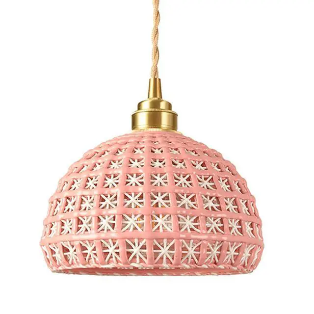 Main image of Ceramic Hanging Lights Pink Pendant Light fixtures Nordic Modern Pendant Lighting Globe Ceramics Shade Vintage Brass Hanging Lamp for Farmhouse Kitchen Island Dining Room Bedroom