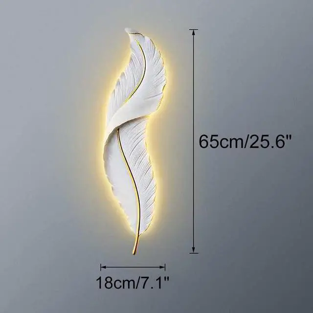 Alt view image 5 of 7 - LED Sconces Wall Lighting White Feather Wall Light Modern Wall Sconce Lights Mid Century Elegant Creative Style Unique Resin Design for Bedroom Living Room Hallway Foyer (1-Light)