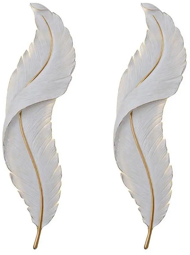 Main image of LED Sconces Wall Lighting White Feather Wall Light Mid Century Modern Wall Sconce Lights Elegant Creative Style Unique Resin Design for Bedroom Living Room Hallway Foyer