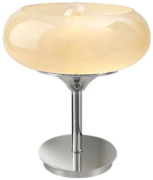 Main image of Glass Table Lamp Milk Yellow Table Lamps Mid Century Modern Desk lamp with Chrome Base Plug in Cord Dome Glass Nightstand Lamp Bedside Light Desk Light Bedroom Living Room Office