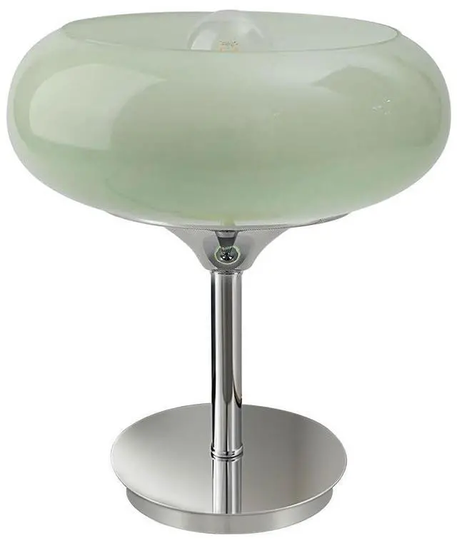 Main image of Milk Glass Table Lamp Mid Century Modern Table lamp with Chrome Base Plug in Cord 11" Green Dome Glass Shade Nightstand Lamp Bedside Light Desk Light Bedroom Living Room Office (Milk Green)