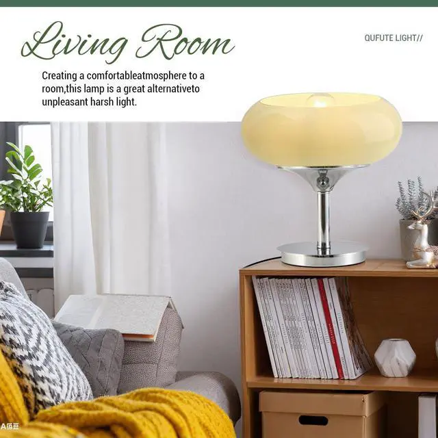 Alt view image 7 of 7 - Milk Glass Table Lamp Mid Century Modern Table lamp with Chrome Base Plug in Cord 11" Green Dome Glass Shade Nightstand Lamp Bedside Light Desk Light Bedroom Living Room Office (Milk Green)
