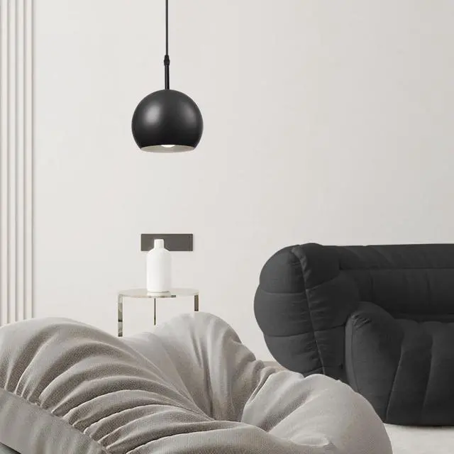 Alt view image 7 of 7 - Black Vintage Pendant Light Small Hanging Lamp with Metal Globe Shade Adjustable Retro Industrial Hanging Lights Iron Pendant Lighting for Kitchen Island Living Dining Room Bedroom