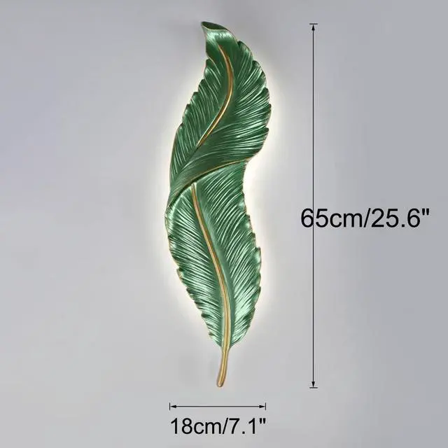 Alt view image 2 of 7 - LED Wall Sconce Dimmable Wall Light Retro Industrial Wall Sconces Lighting with Green Elegant Feather Style Unique Resin Design for Bedroom Dining Living Room Hallway Foyer