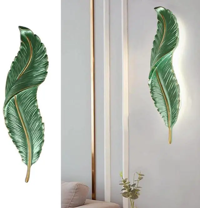 Main image of LED Wall Sconce Dimmable Wall Light Retro Industrial Wall Sconces Lighting with Green Elegant Feather Style Unique Resin Design for Bedroom Dining Living Room Hallway Foyer