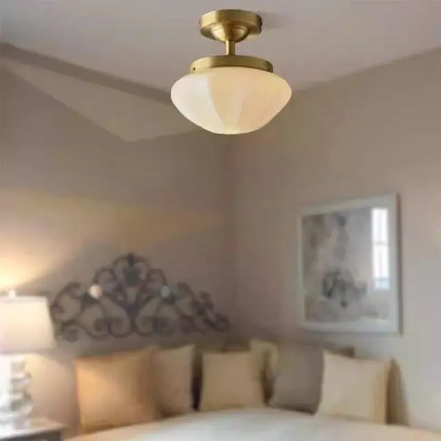 Alt view image 3 of 7 - Modern Flush Mount Ceiling Light Milk Glass Ceiling Lights Fixtures Gold Globe Ceiling Light with Milky White Glass Shade Mid Century Ceiling Lamp for Hallway Dining Room Bedroom