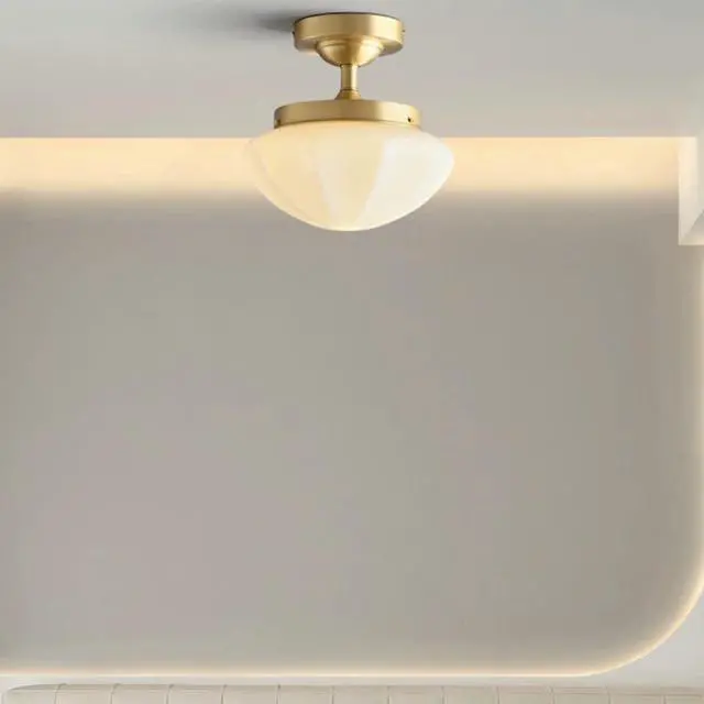 Alt view image 5 of 7 - Modern Flush Mount Ceiling Light Milk Glass Ceiling Lights Fixtures Gold Globe Ceiling Light with Milky White Glass Shade Mid Century Ceiling Lamp for Hallway Dining Room Bedroom