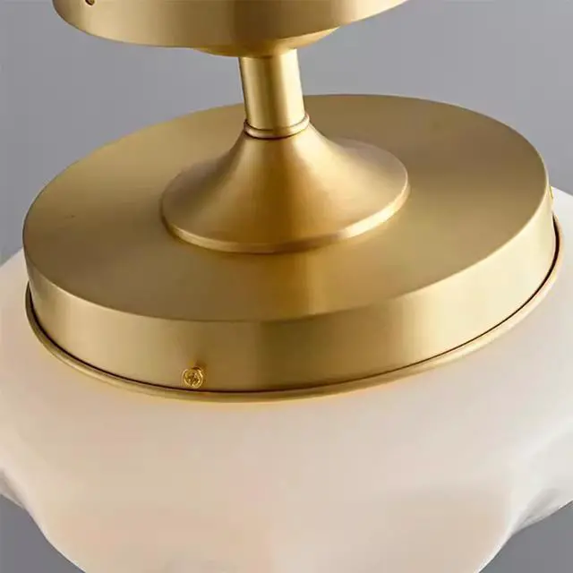 Alt view image 7 of 7 - Modern Flush Mount Ceiling Light Milk Glass Ceiling Lights Fixtures Gold Globe Ceiling Light with Milky White Glass Shade Mid Century Ceiling Lamp for Hallway Dining Room Bedroom