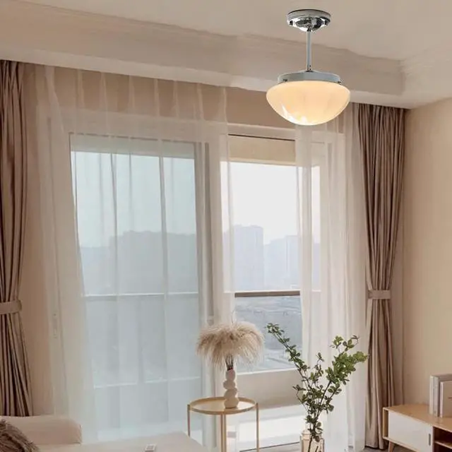 Alt view image 3 of 7 - Glass Semi Flush Mount Ceiling Light Chrome Close to Ceiling Lights Fixtures with Milky White Dome Glass Shade Modern Minimalist Style Ceiling Lamp for Hallway Living Dining Room (Chrome)
