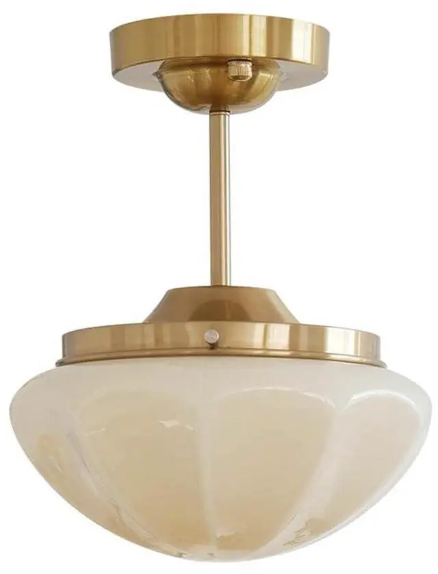 Main image of Modern Semi Flush Mount Ceiling Light Glass Close to Ceiling Lights Fixtures with Milky White Dome Glass Shade Ceiling Lamp for Hallway Living Dining Room Bedroom