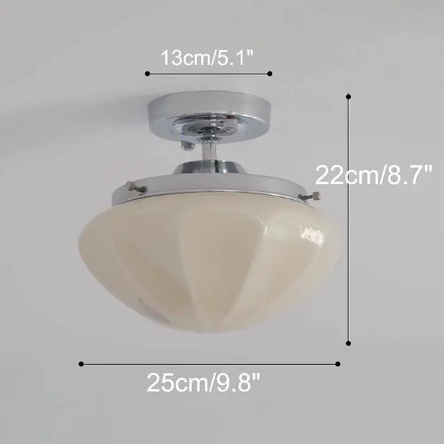 Alt view image 2 of 5 - Flush Mount Ceiling Light Milk Glass Modern Close to Ceiling Lights Fixtures Chrome with Milky White Dome Glass Shade Mid Century Ceiling Lamp for Hallway Dining Room Bedroom