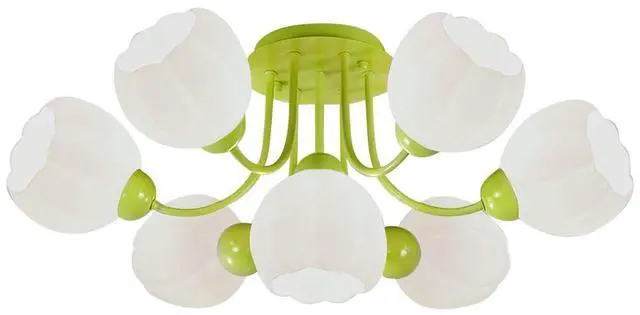 Main image of 7-Lights Green Chandelier Glass Globe Chandeliers Mid Century Modern Flush Mount Ceiling Lights Vintage Pendant Light Fixtures Sputnik Ceiling Hanging Light for Living Bedroom Kitchen