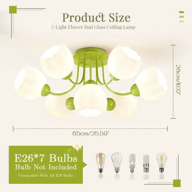Alt view image 2 of 7 - 7-Lights Green Chandelier Glass Globe Chandeliers Mid Century Modern Flush Mount Ceiling Lights Vintage Pendant Light Fixtures Sputnik Ceiling Hanging Light for Living Bedroom Kitchen