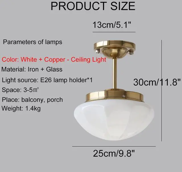Alt view image 2 of 7 - Modern Semi Flush Mount Ceiling Light Glass Close to Ceiling Lights Fixtures with Milky White Dome Glass Shade Ceiling Lamp for Hallway Living Dining Room Bedroom