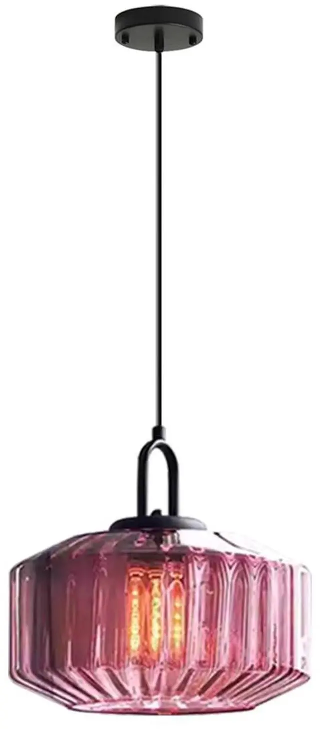 Main image of Glass Globe Pendant Light Mid Century Modern Pendant Lighting | Vintage Glass Light fixtures with 11Inch Purple Glass Shade Black Metal Ceiling Pendant Lights Dining Room Bedroom Kitchen