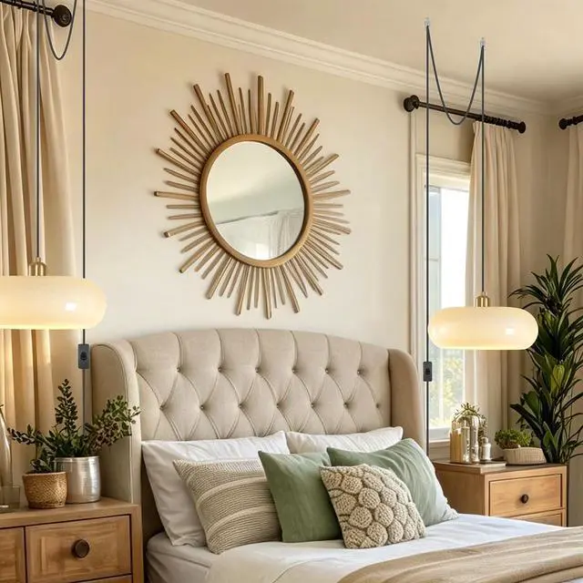 Alt view image 7 of 7 - Plug in Glass Globe Pendant Light Hanging Lights with Plug in Cord | 28cm/11 Milk Yellow Glass Shade Mid Century Modern Plug-in Lamp,14.7Ft/177.2 Long Cord&Switch, Living room,Kitchen, Bedroom