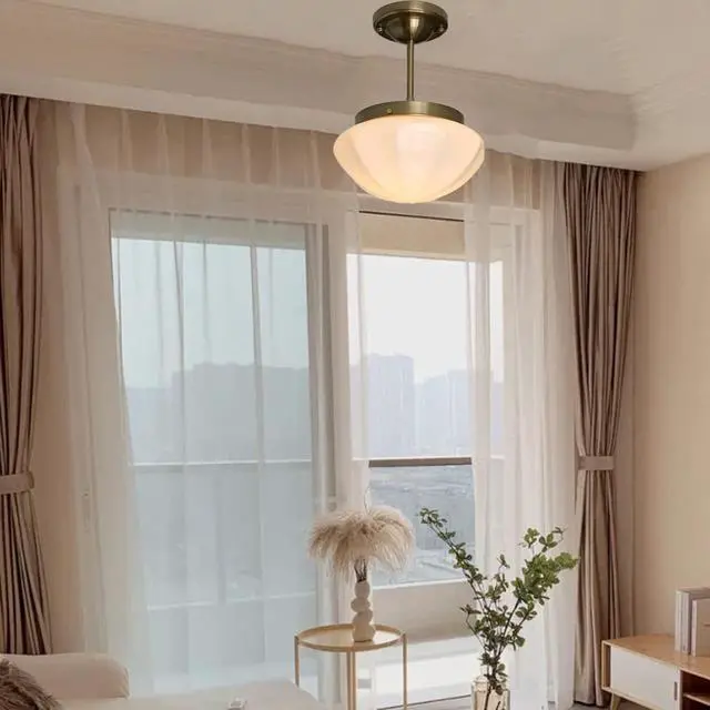 Alt view image 3 of 7 - Modern Semi Flush Mount Ceiling Light Glass Close to Ceiling Lights Fixtures with Milky White Dome Glass Shade Ceiling Lamp for Hallway Living Dining Room Bedroom