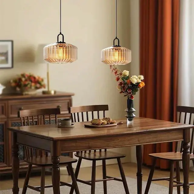 Alt view image 5 of 7 - Mid Century Modern Plug in Pendant Light Black Glass Globe | hanging light with Adjustable Cord ,Glass Pendant Lighting Amber shade for Entryway Dinning Room Bedroom Kitchen Sink