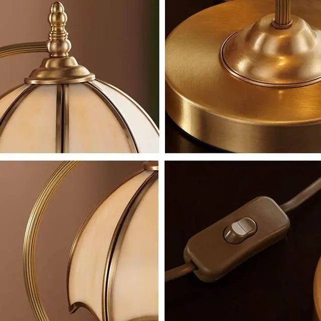 Alt view image 6 of 7 - Brushed Brass Table lamp mid Century Modern Table lamp Gold Desk lamp with Dome Glass Shade Nightstand Lamp Rustic Farmhouse Desk lamp for end Table Bedside Bedroom Living Room (A)