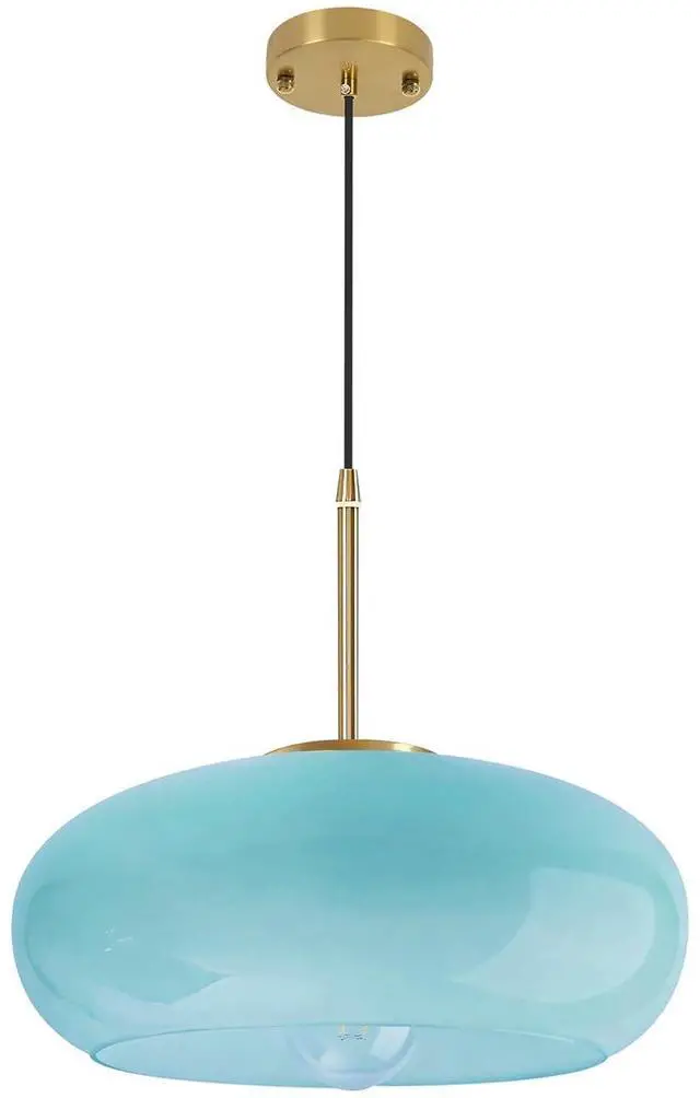 Main image of Light Blue Glass Pendant Light Fixture Milk Glass Hanging Lights Kitchen Island Modern 1 Light Mid Century Ceiling Pendant Light Fixtures 11" Globe Shade Farmhouse Gold Hanging Lighting