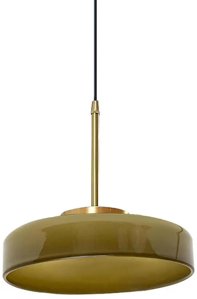Main image of Large Glass Hanging Light Fixture Mid Century Green Pendant Lights Dome Round Shade Brushed Gold Ceiling Hanging Light Modern Pendant Lights for Farmhouse Dining Room Kitchen Island